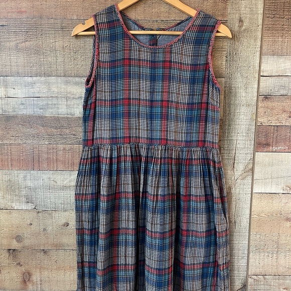 100% Cotton Natural Life Multicolor Plaid Midi Dress | Medium - Picture 5 of 14